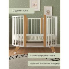 Комплект кроватка + матрас (2шт)  (колеса, маятник) белый бук