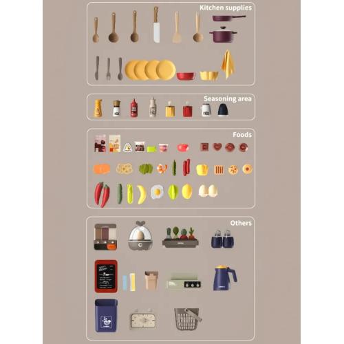 Игровой набор кухня Kitchen (свет, звук, слив воды) 88 предметов, в коробке 93 см высота 889-230