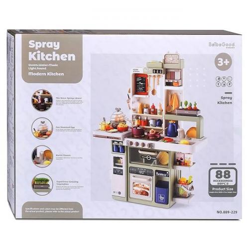 Игровой набор кухня Kitchen (свет, звук, слив воды) 88 предметов, в коробке 93 см высота 889-230