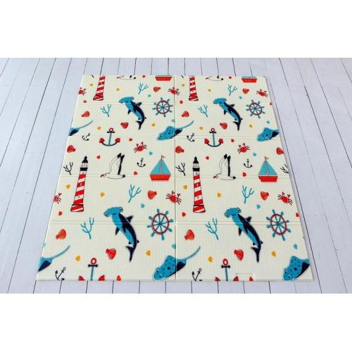 Детский коврик двухсторонний в сумке 2х1,8 м Дорога - Морской (термоковрик)