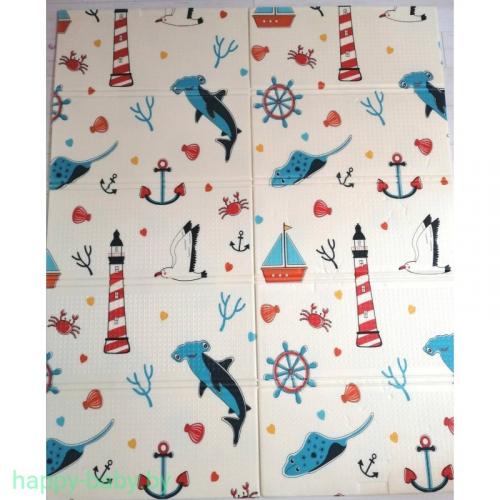 Детский коврик двухсторонний в сумке 2х1,8 м Дорога - Морской (термоковрик)