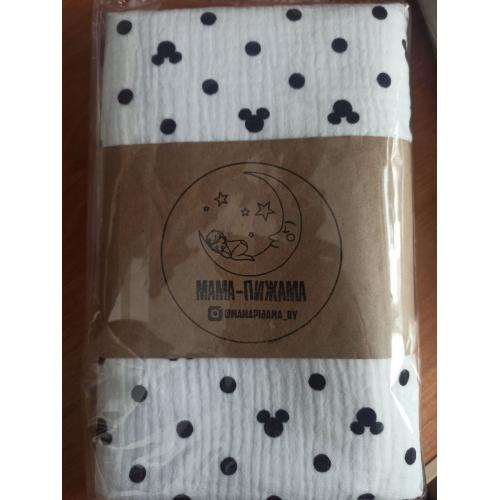 Непромокаемая многоразовая пеленка муслин 60х90 см Микки