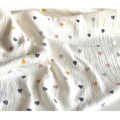 Непромокаемая многоразовая пеленка муслин 60х90 см Сердечки