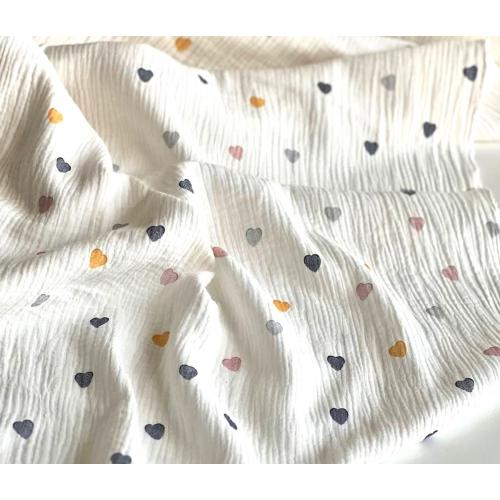 Непромокаемая многоразовая пеленка муслин 60х90 см Сердечки