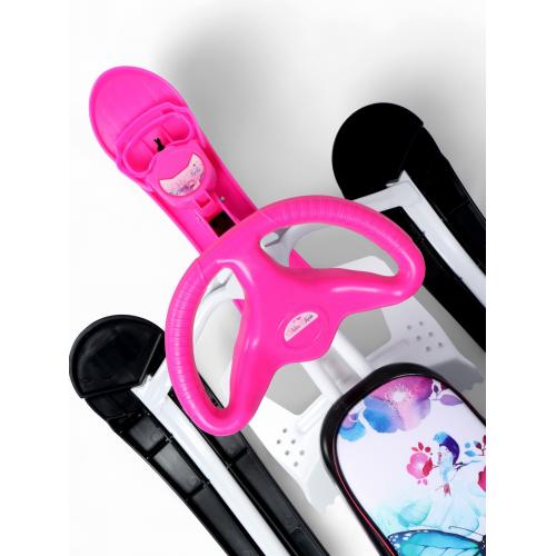 Снегокат Ника СНК с бабочками (белый каркас) СНК/Б2