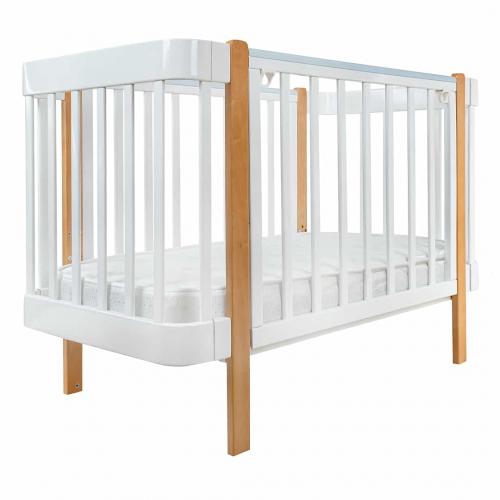 Кроватка детская PITUSO Olivia (маятник, ящик, быстросъемная  стенка) Белый-Бук