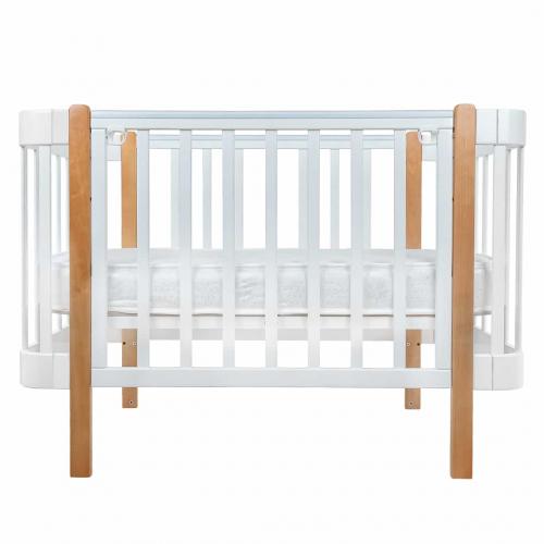 Кроватка детская PITUSO Olivia (маятник, ящик, быстросъемная  стенка) Белый-Бук