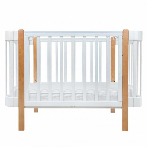 Кроватка детская PITUSO Olivia (маятник, ящик, быстросъемная  стенка) Белый-Бук