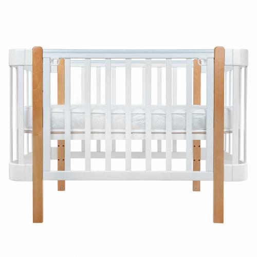 Кроватка детская PITUSO Olivia (маятник, ящик, быстросъемная  стенка) Белый-Бук