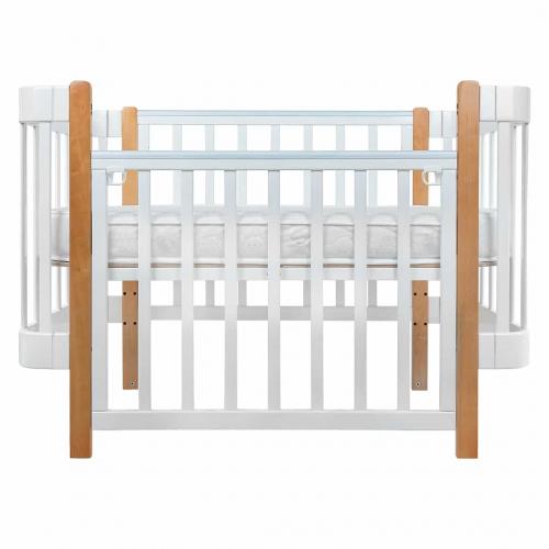 Кроватка детская PITUSO Olivia (маятник, ящик, быстросъемная  стенка) Белый-Бук