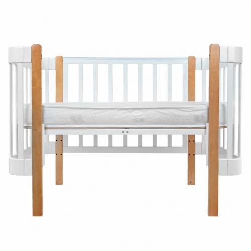 Кроватка детская PITUSO Olivia (маятник, ящик, быстросъемная  стенка) Белый-Бук