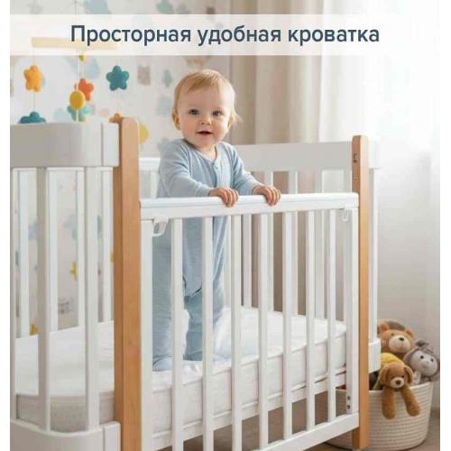 Кроватка детская PITUSO Olivia (маятник, ящик, быстросъемная  стенка) Белый-Бук