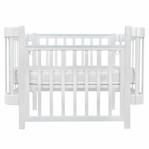 Кроватка детская PITUSO Olivia (маятник, ящик, быстросъемная  стенка) Белый-белый / Pit-101