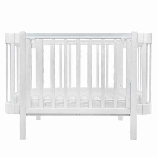 Кроватка детская PITUSO Olivia (маятник, ящик, быстросъемная  стенка) Белый-белый / Pit-101