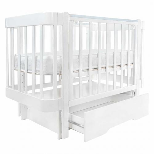 Кроватка детская PITUSO Olivia (маятник, ящик, быстросъемная  стенка) Белый-белый / Pit-101