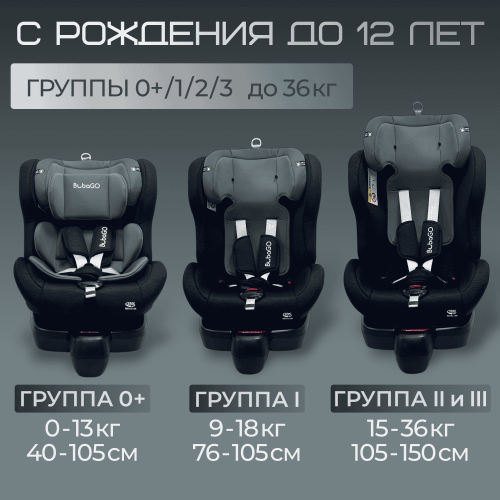 Автокресло Bubago Freet BG 178-1 Черный (0-36 кг) (Isofix, поворот 360, с упором в пол)