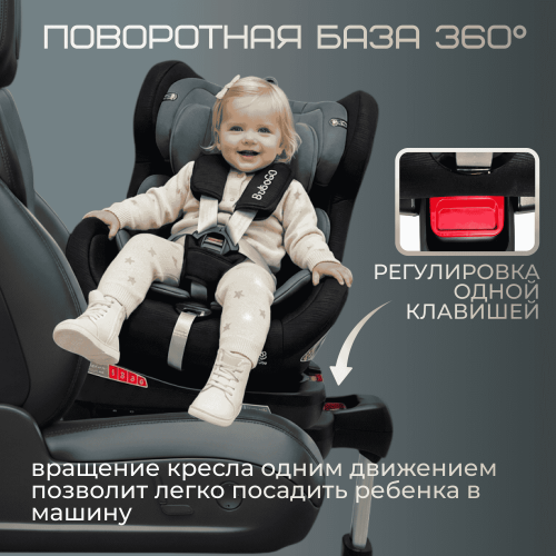 Автокресло Bubago Freet BG 178-1 Черный (0-36 кг) (Isofix, поворот 360, с упором в пол)