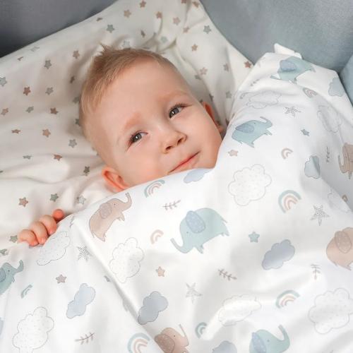 Комплект в кроватку Perina Fancy F3-01.10 (Слоники голубые)