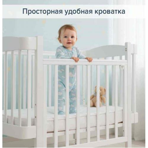 Кроватка детская PITUSO Olivia (маятник, ящик, быстросъемная  стенка) Белый-белый / Pit-101
