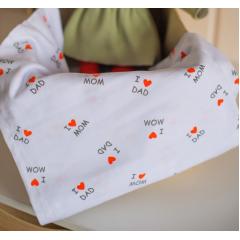 Пеленка трикотажная 90х100 см I love Mom I love Dad (ТМ Пеленкино)