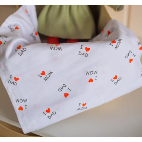Пеленка трикотажная 90х100 см I love Mom I love Dad (ТМ Пеленкино)