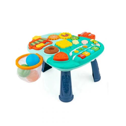 Развивающий игровой столик-тележка, ходунки HE0814 (бирюзовый)