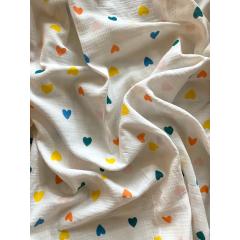 Пеленка муслиновая 100х110 см Сердечки (жатка) (ТМ Пеленкино)