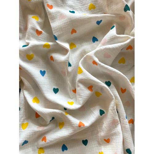 Пеленка муслиновая 100х110 см Сердечки (жатка) (ТМ Пеленкино)