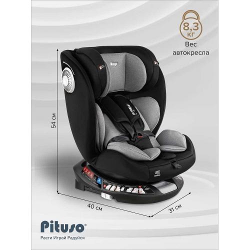 Автокресло Pituso Roys + Plus 0-36 кг IsoFix Black, grey Inlay / Черный Серый вкладыш