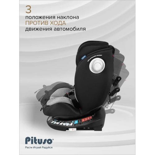 Автокресло Pituso Roys + Plus 0-36 кг IsoFix Black, grey Inlay / Черный Серый вкладыш