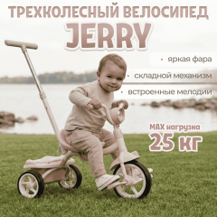 Детский велосипед BubaGo Jerry (Ручка-толкатель, фара. Складной) розовый BG 200-1