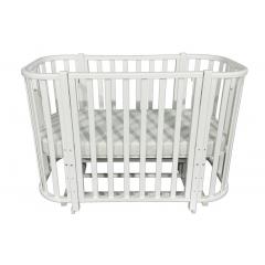 Кроватка Антел Esenia (поперечный маятник, колеса) (белый/белый) закругленные края, быстросъемная стенка / Есения