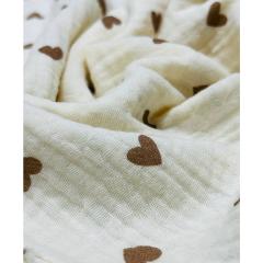 Непромокаемая многоразовая пеленка муслин 60х90 см Сердечки бежевый