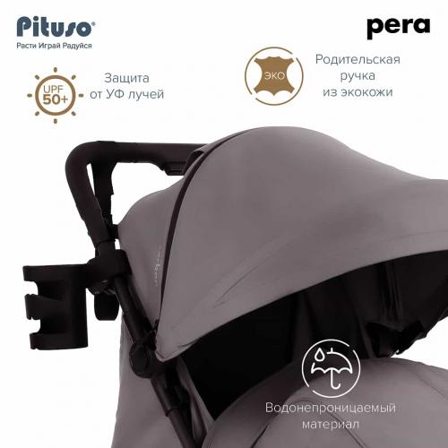 Коляска прогулочная Pituso Pera Devine Cocoa / рама carbon / PU (блок колес) X-33/БК/Devine Cocoa