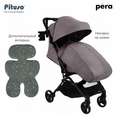 Коляска прогулочная Pituso Pera Devine Cocoa / рама carbon / PU (блок колес) X-33/БК/Devine Cocoa