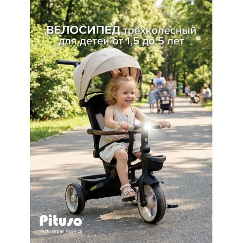 Трехколесный велосипед с ручкой Pituso Elite Pro / HM-618 (бежевый) / HM-618-Beige