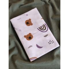 Непромокаемая многоразовая пеленка фланель 60х90 см Мишка и Луна