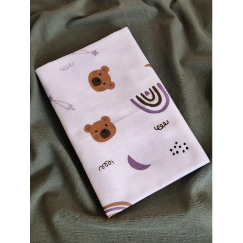 Непромокаемая многоразовая пеленка фланель 60х90 см Мишка и Луна