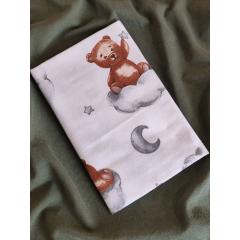 Непромокаемая многоразовая пеленка фланель 60х90 см Мишка облака