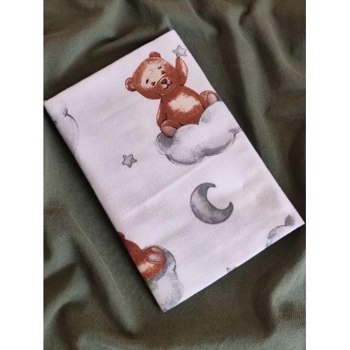 Непромокаемая многоразовая пеленка фланель 60х90 см Мишка облака