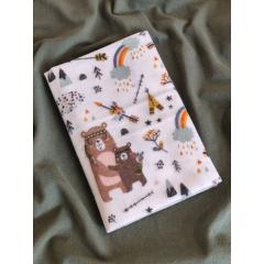 Непромокаемая многоразовая пеленка фланель 60х90 см Мишки Индейцы