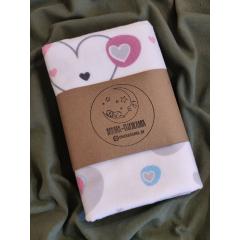 Непромокаемая многоразовая пеленка фланель 60х90 см Сердечки цветные