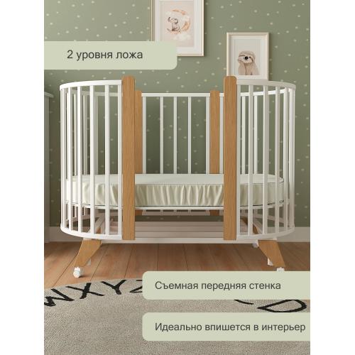 Комплект SKV 106 кроватка + матрас Plitex (2шт)  (колеса, маятник) белый бук