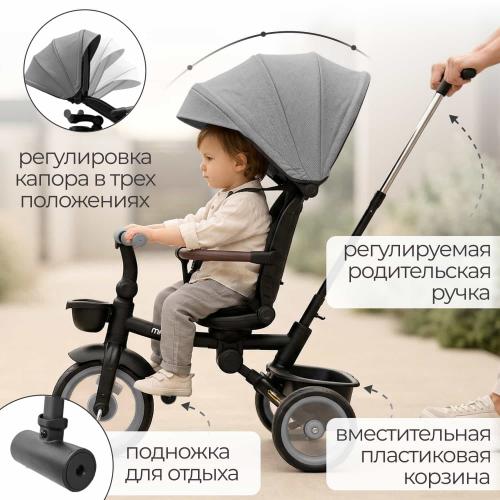 Детский велосипед трехколесный BubaGo Marco BG 214-3 Темно Серый