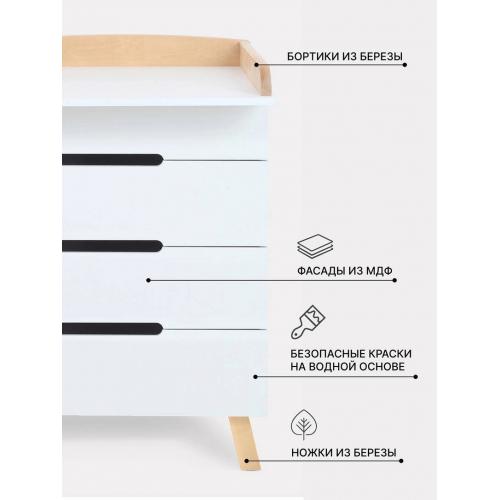 Комод пеленальный Rant Indy Pro / 123 (Cloud White) (80 см) (съемная доска)