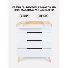 Комод пеленальный Rant Indy Pro / 123 (Cloud White) (80 см) (съемная доска)