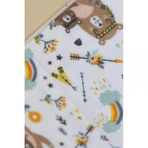 Непромокаемая многоразовая пеленка фланель 60х90 см Мишки Индейцы