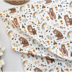 Непромокаемая многоразовая пеленка фланель 60х90 см Мишки Индейцы