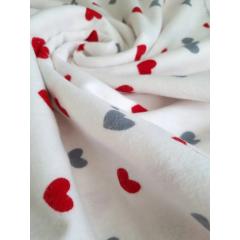 Непромокаемая многоразовая пеленка фланель 60х90 см Сердечки красно / серый