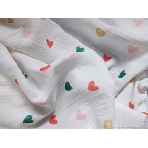 Непромокаемая многоразовая пеленка муслин 60х90 см Сердечки
